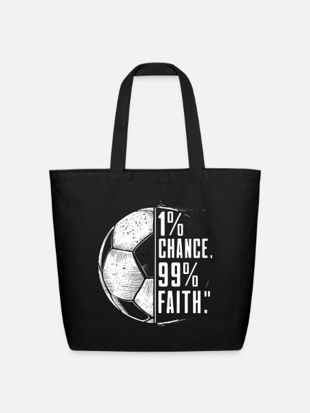 Faith Over Odds Soccer Motto - Eco-Friendly Cotton Tote - black