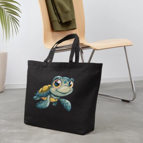 Playful Cartoon Baby Sea Turtle with a Smile - Eco-Friendly Cotton Tote