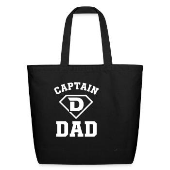 Captain Dad Shield - Eco-Friendly Cotton Tote - black - Front