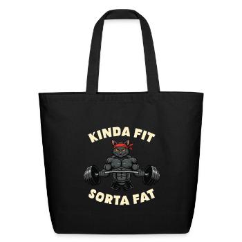 Kinda Fit Sorta Fat Cat - Eco-Friendly Cotton Tote - black - Front