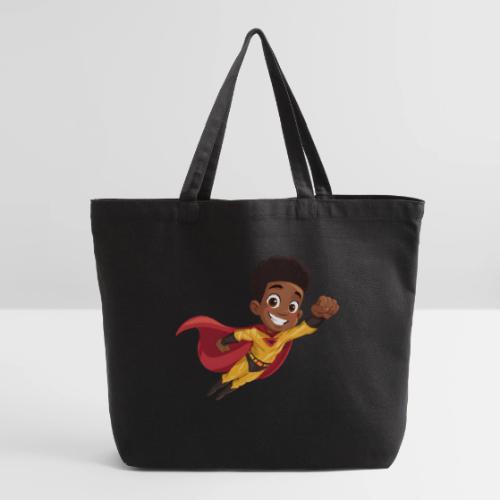 Flying Cartoon Superhero Boy in Red Cape - Eco-Friendly Cotton Tote