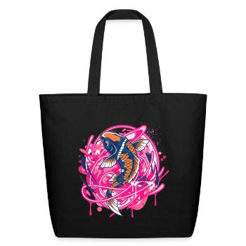 Koi Neon Splash Art - Eco-Friendly Cotton Tote - black - Front