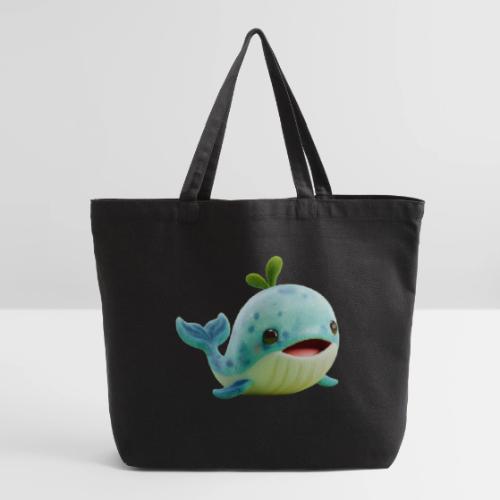 Playful Green-Blue Baby Whale - Eco-Friendly Cotton Tote