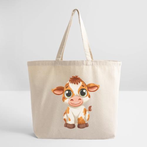 Cute Cartoon Baby Calf with Bright Innocent Eyes - Eco-Friendly Cotton Tote