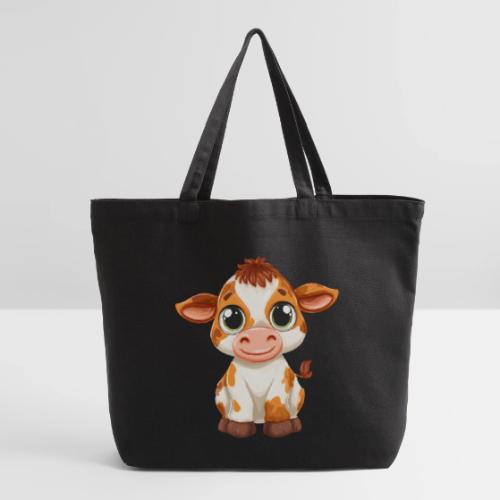 Cute Cartoon Baby Calf with Bright Innocent Eyes - Eco-Friendly Cotton Tote