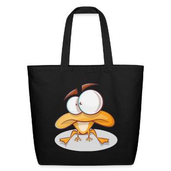 Funny Crazy Frog Googly Eyes Cartoon Vector - Eco-Friendly Cotton Tote - black - Front