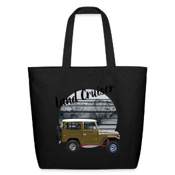 Toyota Land Cruiser J40 Off-Road Car Mountain - Eco-Friendly Cotton Tote - black - Front