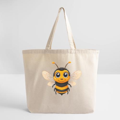 Happy Cartoon Baby Bee with Open Wings - Eco-Friendly Cotton Tote