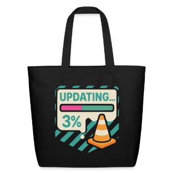 Updating Progress Pop Art Graphic Tee - Eco-Friendly Cotton Tote - black - Front