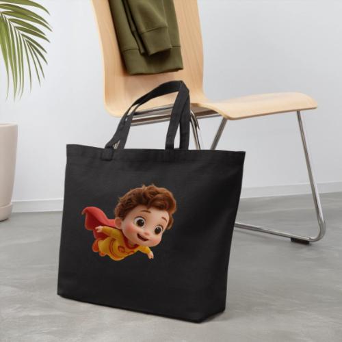 Flying Cartoon Superhero Boy in Yellow Suit - Eco-Friendly Cotton Tote
