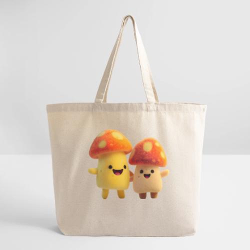 Joyful Cartoon Mushroom Duo - Eco-Friendly Cotton Tote