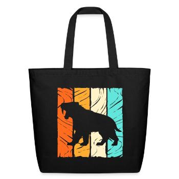 Sabertooth Tiger Prehistoric Animal - Eco-Friendly Cotton Tote - black - Front