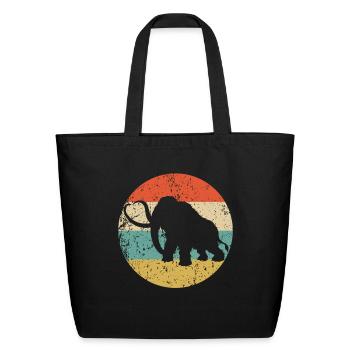 Woolly Mammoth Silhouette Retro Prehistoric Animal - Eco-Friendly Cotton Tote - black - Front