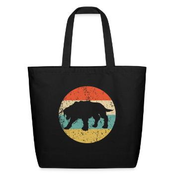 Saber-Toothed Tiger Smilodon Retro Prehistoric Cat - Eco-Friendly Cotton Tote - black - Front