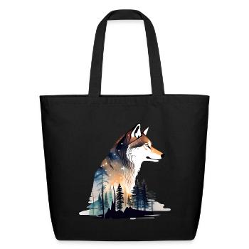 Wolf Pine Trees - Eco-Friendly Cotton Tote - black - Front