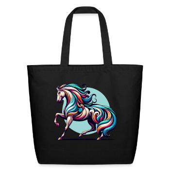 Colourful Horse Art - Eco-Friendly Cotton Tote - black - Front
