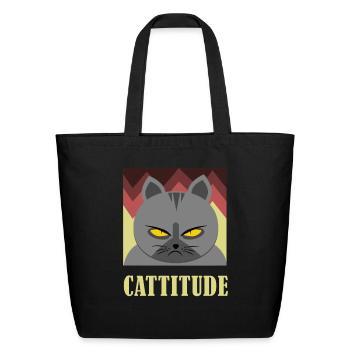 Funny Cattitude me quote cats design gift - Eco-Friendly Cotton Tote - black - Front