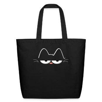 Crazy Cat Funny Cat - Eco-Friendly Cotton Tote - black - Front