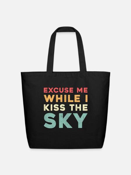 Skydiver Excuse Me While I Kiss The Sky Vintage - Eco-Friendly Cotton Tote - black