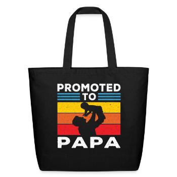 Papa | Promoted to Papa Dad Gifts Retro Papa Gift - Eco-Friendly Cotton Tote - black - Front
