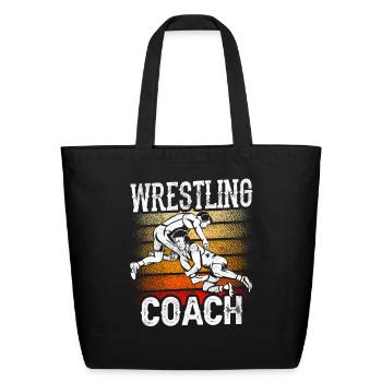 Wrestling Coach Hobby Wrestler Wrestle - Eco-Friendly Cotton Tote - black - Front