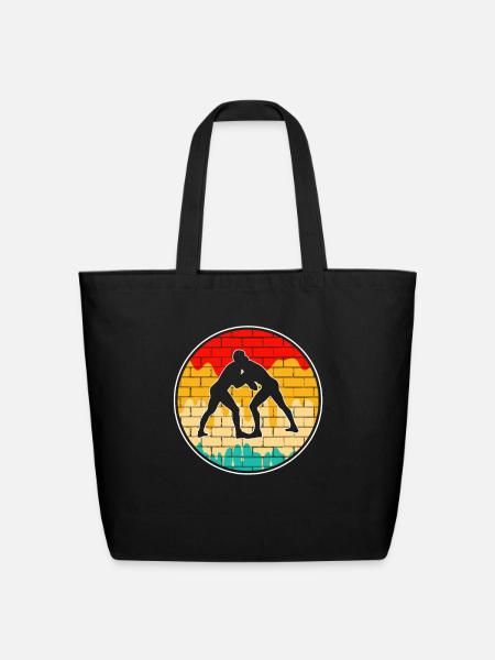 wrestling retro - Eco-Friendly Cotton Tote - black