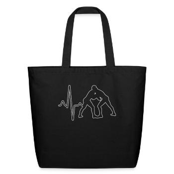 wrestling heartbeat - Eco-Friendly Cotton Tote - black - Front