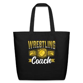Wrestling Coach Hobby Wrestler Wrestle - Eco-Friendly Cotton Tote - black - Front