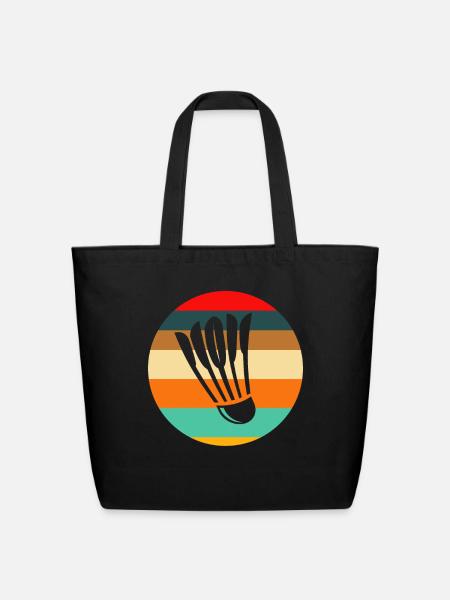 Retro Badminton Shuttlecock - Eco-Friendly Cotton Tote - black