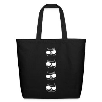 Cat Head Cute Cat Lover - Funny Cat - Eco-Friendly Cotton Tote - black - Front