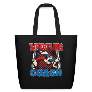 Wrestling Coach Hobby Wrestler Wrestle - Eco-Friendly Cotton Tote - black - Front