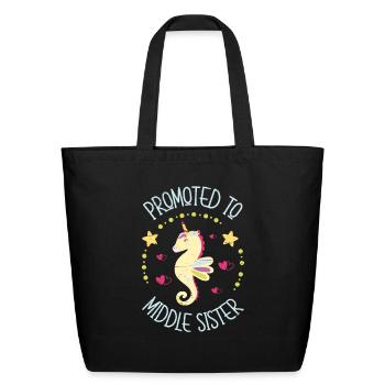 Promoted To Middle Sister - Eco-Friendly Cotton Tote - black - Front