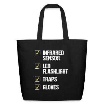 Pest Control Worker Sensor Flashlight Animal - Eco-Friendly Cotton Tote - black - Front