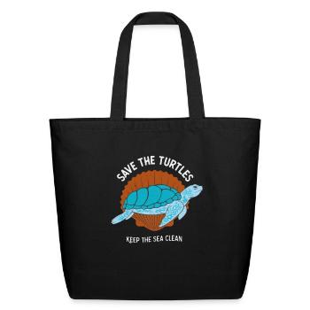 Save The Turtles Sea Turtle Ecology - Eco-Friendly Cotton Tote - black - Front