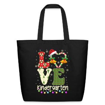 Funny Love Kindergarten Christmas Teacher Students - Eco-Friendly Cotton Tote - black - Front