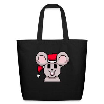 Mouse Pixelated Christmas - Funny Mouse Xmas - Eco-Friendly Cotton Tote - black - Front