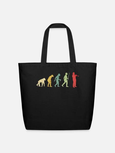 Trumpet Playing Man Evolution - Eco-Friendly Cotton Tote - black