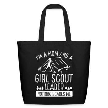 Scouting Mothers Day Girl Scout Leader Mama Mom - Eco-Friendly Cotton Tote - black - Front