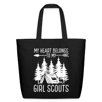 Scouting My heart belongs to tiny Girl Leader - Eco-Friendly Cotton Tote - black - Front