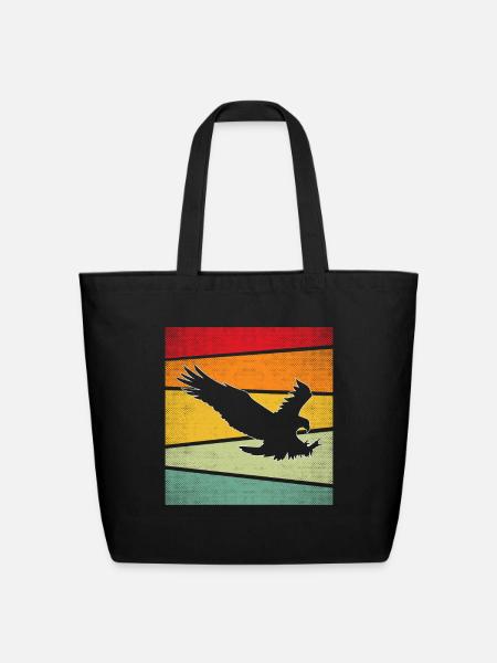 eagle retro - Eco-Friendly Cotton Tote - black