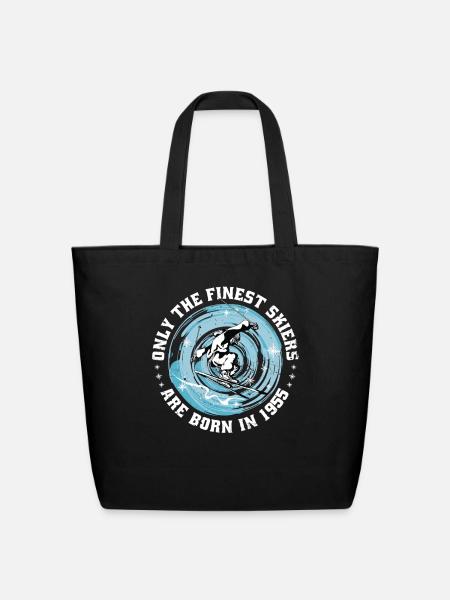 Skiers Skier Vintage born in 1955 Birthday Ski - Eco-Friendly Cotton Tote - black