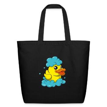 Cute Bath Duck Funny Soap Maker - Eco-Friendly Cotton Tote - black - Front