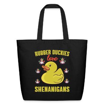 Rubber Duckies St. Patricks Day Design - Eco-Friendly Cotton Tote - black - Front