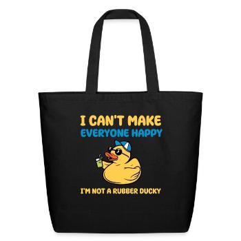 Funny Rubber Ducky Design - Eco-Friendly Cotton Tote - black - Front