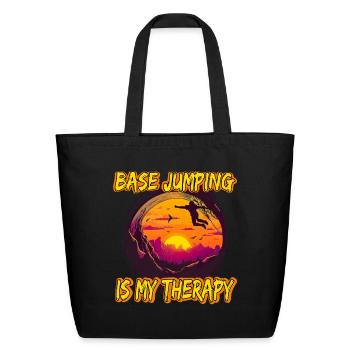 Base Jumping Is My Therapy for a Base Jumper - Eco-Friendly Cotton Tote - black - Front