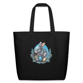 Easter Bunny - Eco-Friendly Cotton Tote - black - Front
