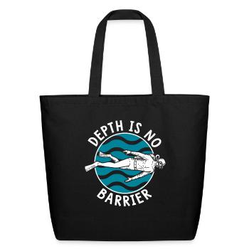 Depth Is No Barrier Sport Diving Underwater Scuba - Eco-Friendly Cotton Tote - black - Front