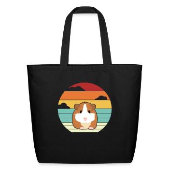 Retro American Crested Cavy Caviidae Long Hair - Eco-Friendly Cotton Tote - black - Front
