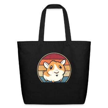 Retro Cavy Caviidae Long Hair American Crested - Eco-Friendly Cotton Tote - black - Front