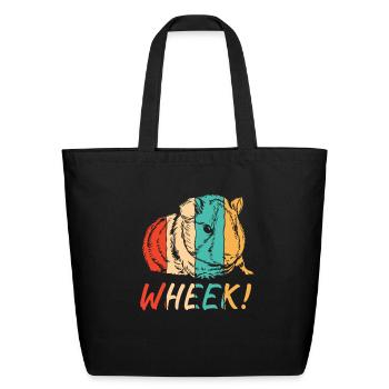 Retro American Crested Cavy Caviidae Long Hair - Eco-Friendly Cotton Tote - black - Front